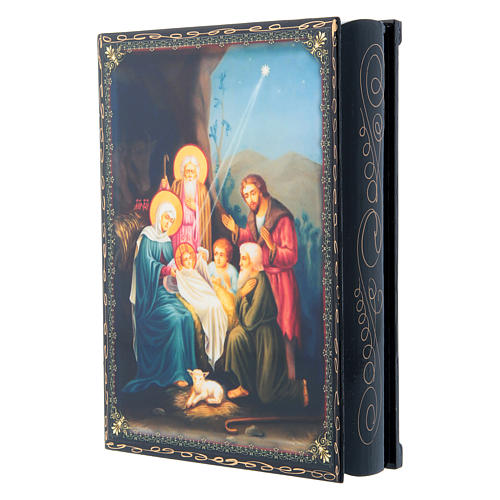Caixinha papel-machê russa Nascimento Jesus Cristo 22x16 cm 2