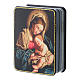 Russische Lackdose aus Papiermaché Madonna mit Kind nach Sassoferrato im Fedoskino-Stil 11x8 cm s2