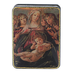 Russian papier machè and lacquer box The Birth of Christ Fedoskino style 11x8 cm