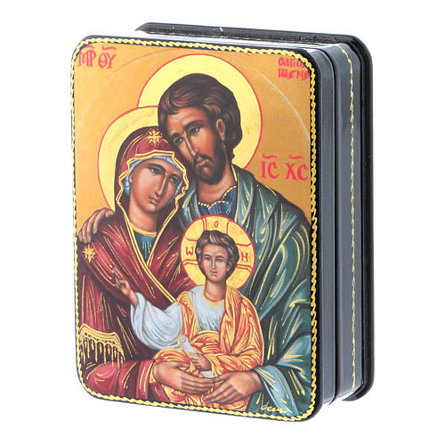 Russian papier machè box The Birth of Christ Fedoskino style 11x8 cm 2