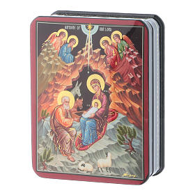 Russian papier machè box Holy Family Fedoskino style 11x8 cm