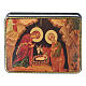 Russian papier machè and lacquer box Greek Nativity 11x8 cm s1