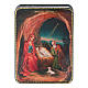 Russian papier- machè and lacquer box the Birth of Christ Fedoskino style 11x8 cm s1