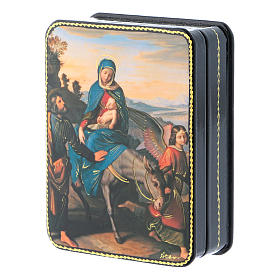 Scatola russa cartapesta Fuga in Egitto Fedoskino style 11x8
