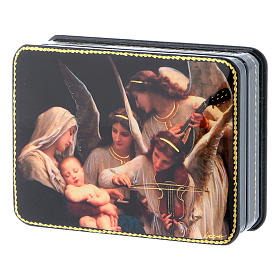 Russian Papier-mâché box The Birth of Christ and the Chant of the Angels Fedoskino style 11x8 cm