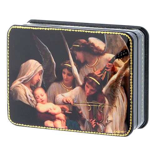 Russian Papier-mâché box The Birth of Christ and the Chant of the Angels Fedoskino style 11x8 cm 2