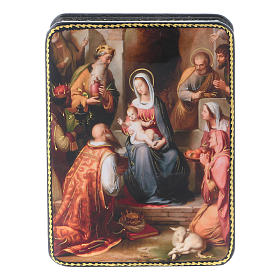 Russian Papier-mâché and lacquer box Holy Family of Rohden 11x8 cm Fedoskino style