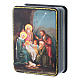 Russische Lackdose aus Papiermaché Geburt Christi Reproduktion 11x8 cm im Fedoskino-Stil s2