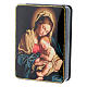 Russian papier machè and lacquer box Our Lady with Baby Jesus of Sassoferrato Fedoskino style 15x11 cm. s2