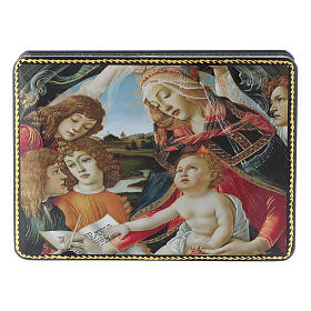 Lacca russa Papier-mâché Adorazione Bambino S. Giovannino Fedoskino style 15x11