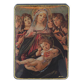 Russische Lackdose aus Papiermaché Geburt Jesu Christi im Fedoskino-Stil 15x11 cm