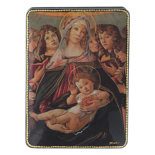 Caixa russa papel-machê Nascimento Jesus Cristo estilo Fedoskino 15x11 cm 1