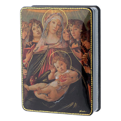 Caixa russa papel-machê Nascimento Jesus Cristo estilo Fedoskino 15x11 cm 2