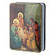 Caixa russa papel-machê Nascimento de Cristo estilo Fedoskino 15x11 cm s2