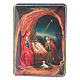 Russian papier machè box The Birth of Jesus Christ Fedoskino style 15x11 cm. s1