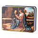 Russian papier machè box The Birth of Jesus Christ in Reinassance style Fedoskino style 15x11 cm. s2