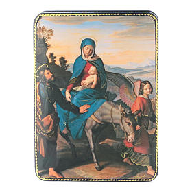 Russian papier-machè box representing the Escape to Egypt Fedoskino style 15X11 cm