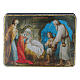Russian box in papier-mâché the Birth of Christ Fedoskino style 15x11 cm s1