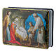 Caixa russa papel-machê Jesus o Nascimento estilo Fedoskino 15x11 cm s2