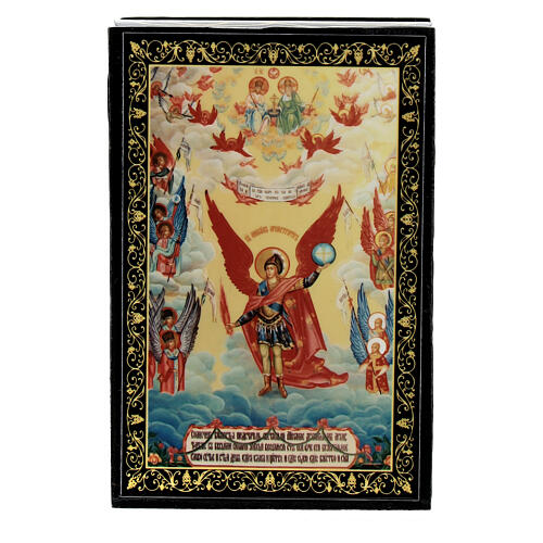Russian lacquer of Saint Michael, box of 3.5x2.5 in 1