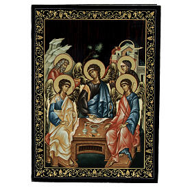 Russian lacquer box, 5.5x4 in, Holy Trinity