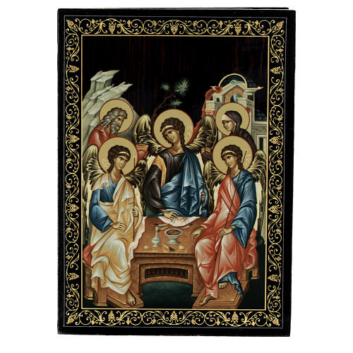 Russian lacquer box, 5.5x4 in, Holy Trinity 1