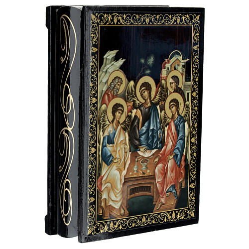 Russian lacquer box, 5.5x4 in, Holy Trinity 2