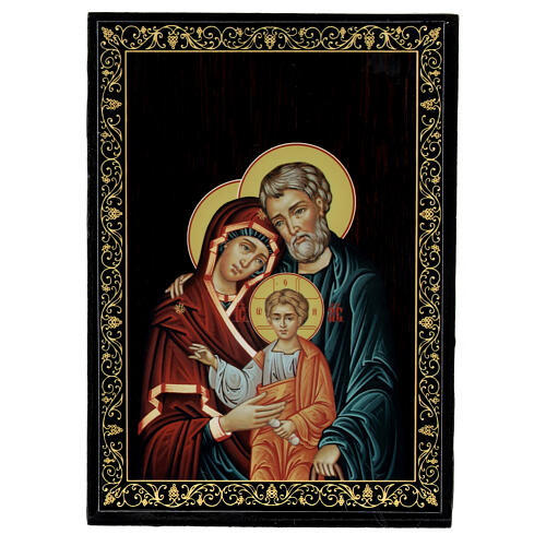 Russische Pappmaché-Schachtel Heilige Familie, 14x10 cm 1