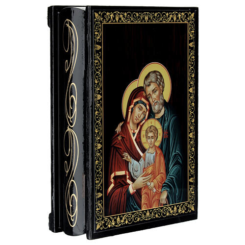 Holy Family paper-mache Russian box 14x10 cm  2