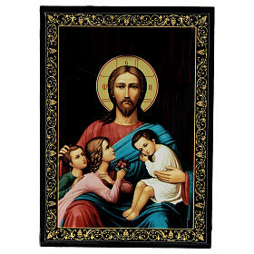 Russian lacquer box 14x10 cm Blessing the Children
