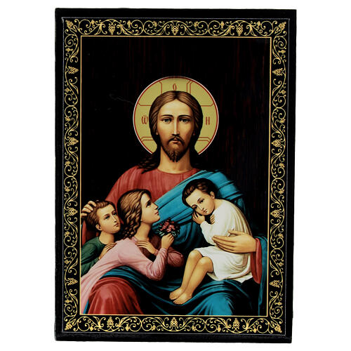 Russian lacquer box 14x10 cm Blessing the Children 1