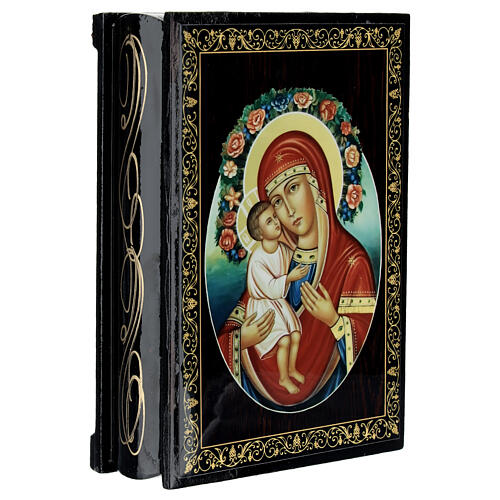 Russian box of papier-maché, Mother of God Jirovitskaya, 5.5x4 in 2