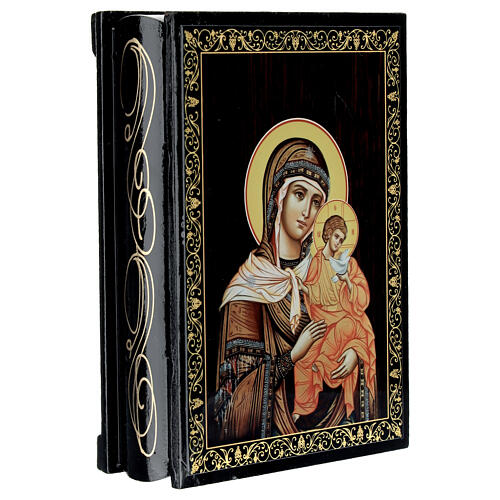 Box of 5.5x4 in, Russian lacquer of the Mother of God of Konev 2