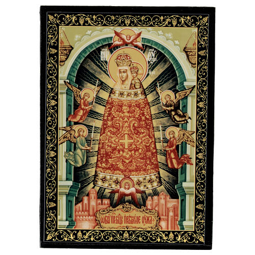 Szkatułka rosyjska Matka Boża Pribavlenije Uma, 14x10cm 1