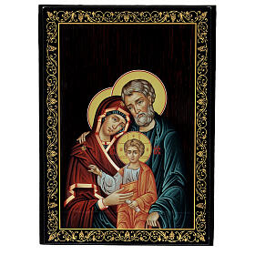 Russian lacquer of the Holy Family, 9x6 in box