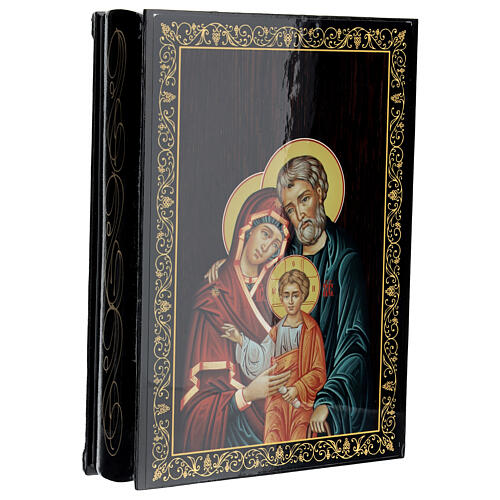 Russian lacquer of the Holy Family, 9x6 in box 2
