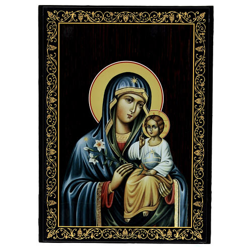 Szkatułka rosyjska Matka Boża z Dzieciątkiem, 22x16cm 1