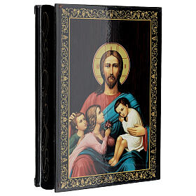 Russian lacquer box, 9x6 in, Blessing of children