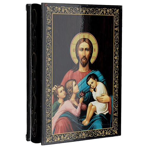 Russian lacquer box, 9x6 in, Blessing of children 2