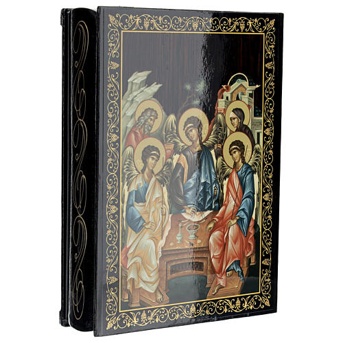 Russian lacquer box with Holy Trinity, 9x6 in 2