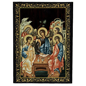 Russian paper mache icon box Holy Trinity 22x16 cm