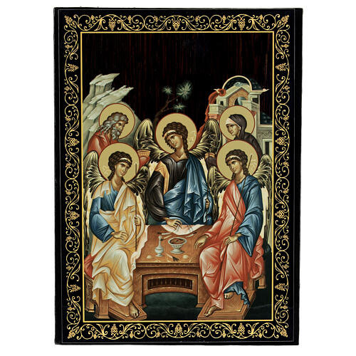Russian paper mache icon box Holy Trinity 22x16 cm 1