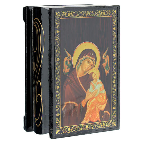 Box with Russian lacquer, Perpetual Help, 3.5x2.5 in 2