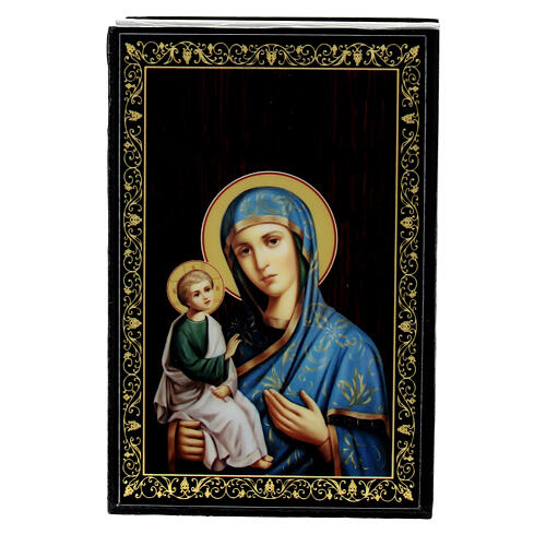 Russian lacquer box 9x6 cm Ierusalimskaya Mother of God 1