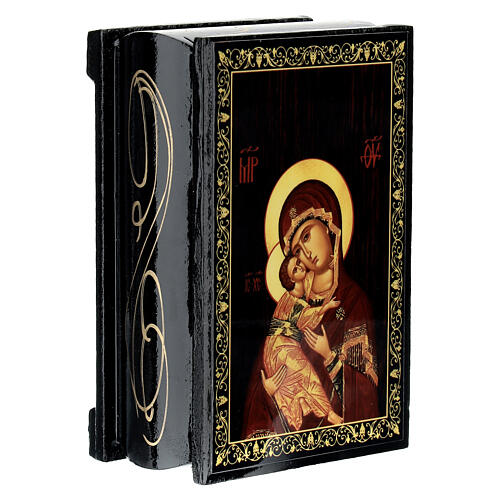Russian box with lacquer of Our Lady of Vladimir, 3.5x2.5 in 2