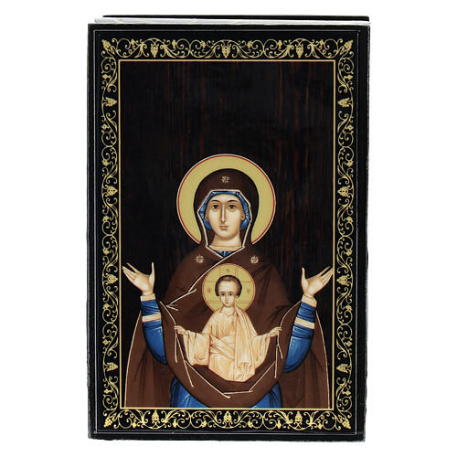 Lakierowana szkatułka rosyjska Matka Boska Znaku, 9x6cm 1