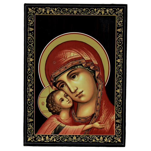 Russian box with lacquer, Igorevskaya Mother of God, 5.5x4 in 1