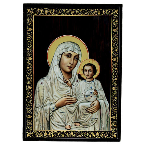 Ierusalimskaya Madonna Schachtel Pappmaché, 14x10 cm 1