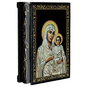 Box with Russian lacquer, Mother of God of Jerusalem, 5.5x4 in