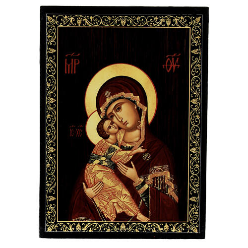 Box with Russian lacquer, Our Lady of Vladimir, 5.5x4 in 1